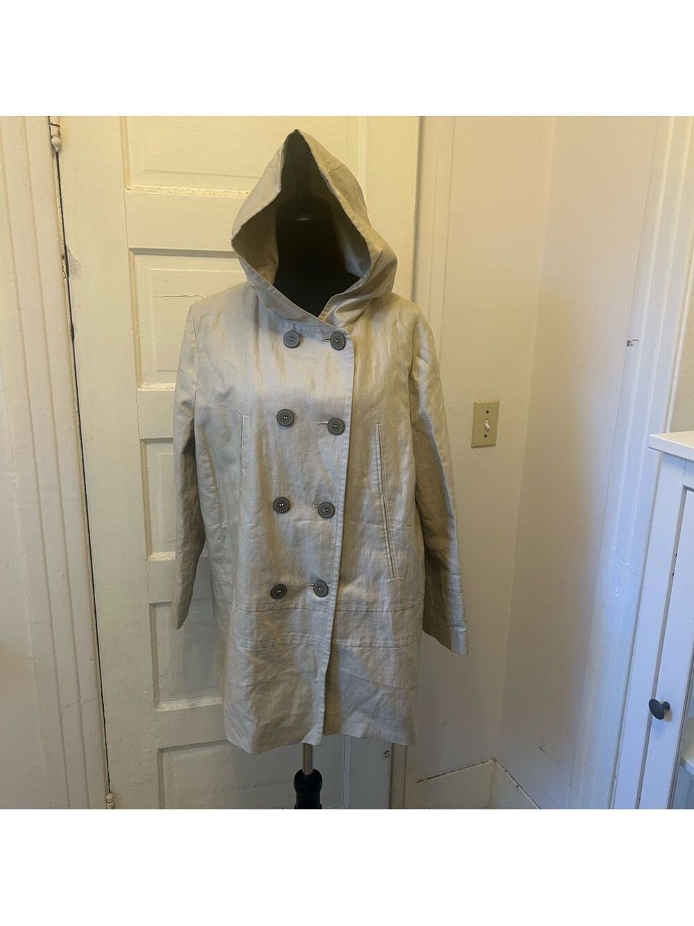Saint James Women's Hooded Double-Breasted Jacket Lightweight